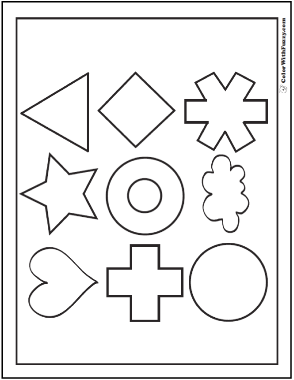 Shape coloring pages â digital pdf squares circles triangles