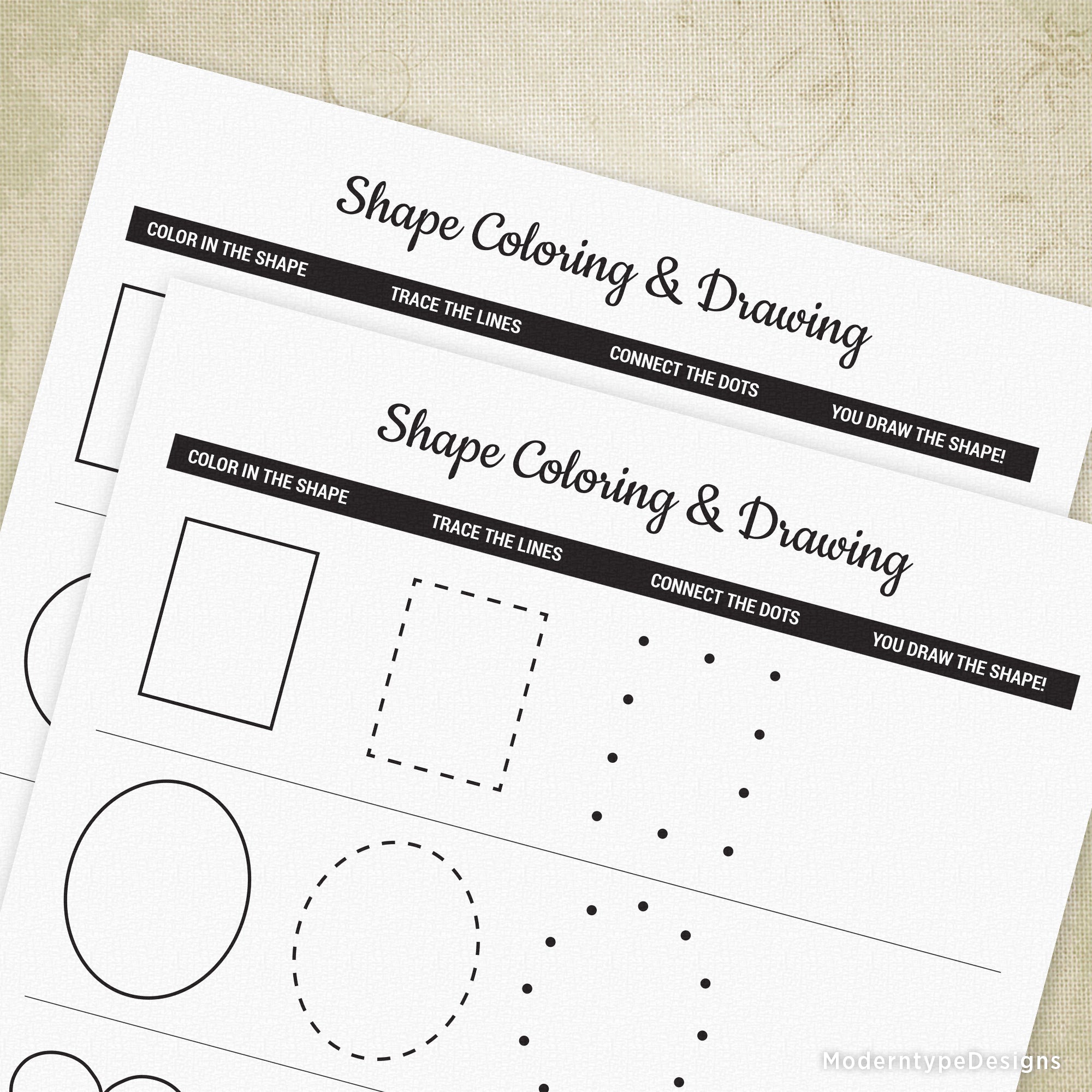 Shape coloring drawing printable