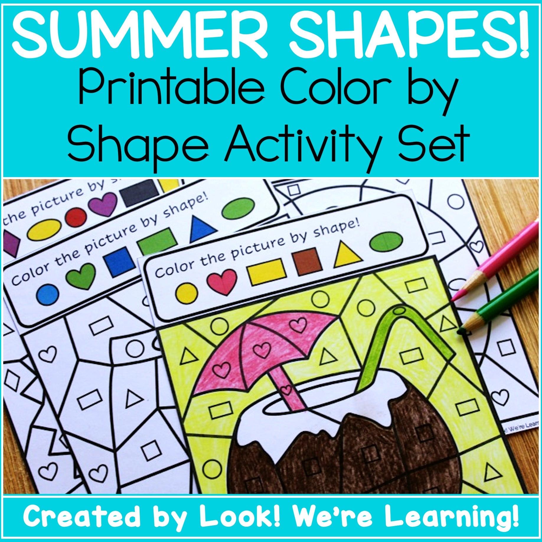 Summer printable color by shape art activity â look were learning