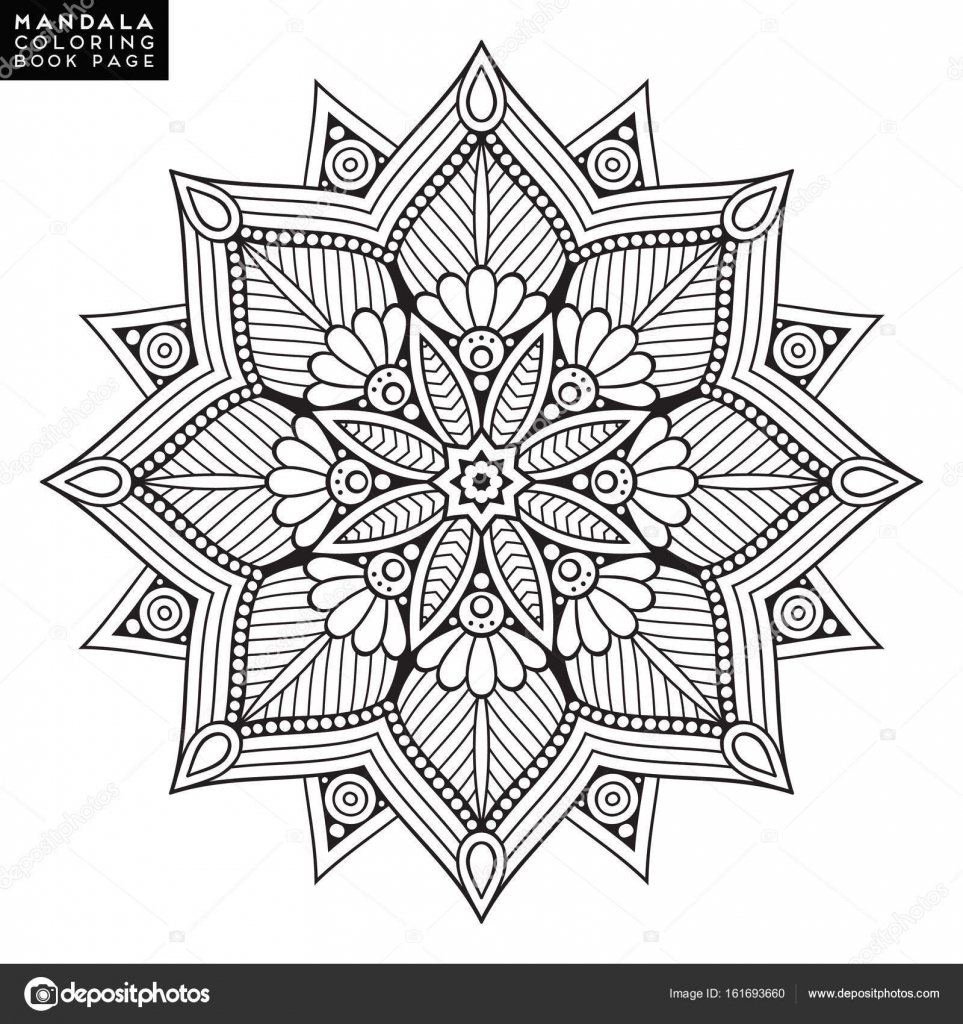 Outline mandala for coloring book decorative round ornament anti