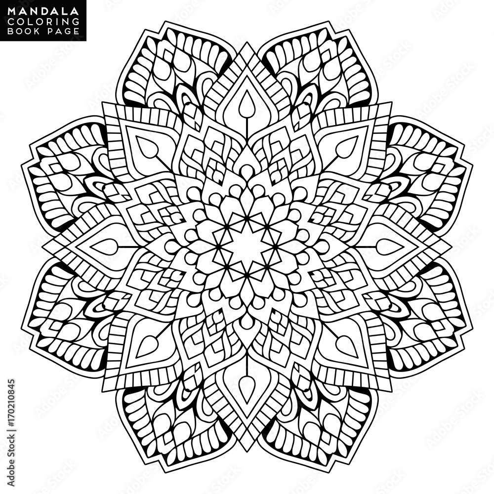 Outline mandala for coloring book decorative round ornament anti