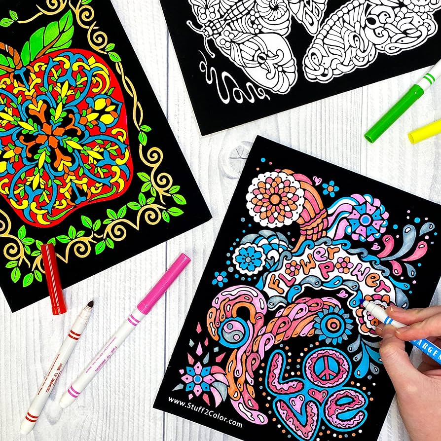 Pack of fun fuzzy coloring posters