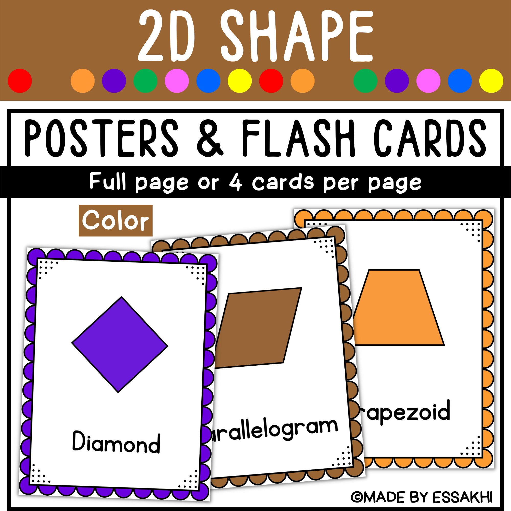 D shape postersflashcards classroom decor for shape recognition color made by teachers