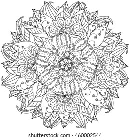 Contoured mandala shape flowers adult coloring stock vector royalty free