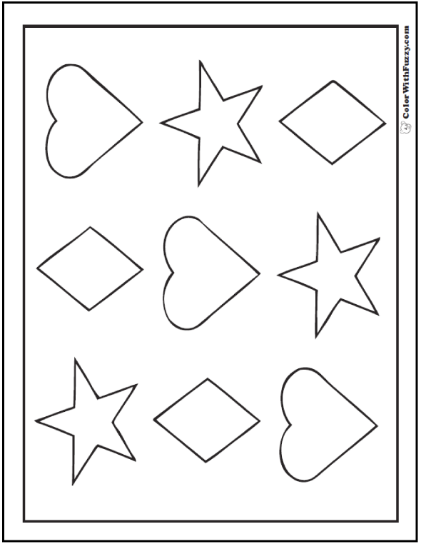 Shape coloring pages â digital pdf squares circles triangles