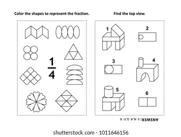 Two visual math puzzles coloring pages stock illustration