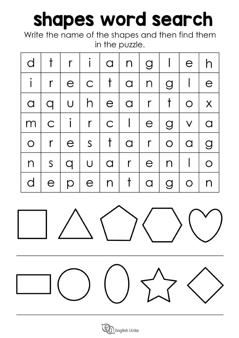 Shapes word search puzzle shapes worksheets kindergarten worksheets printable shape worksheets for preschool