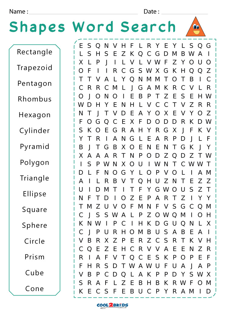 Printable shapes word search