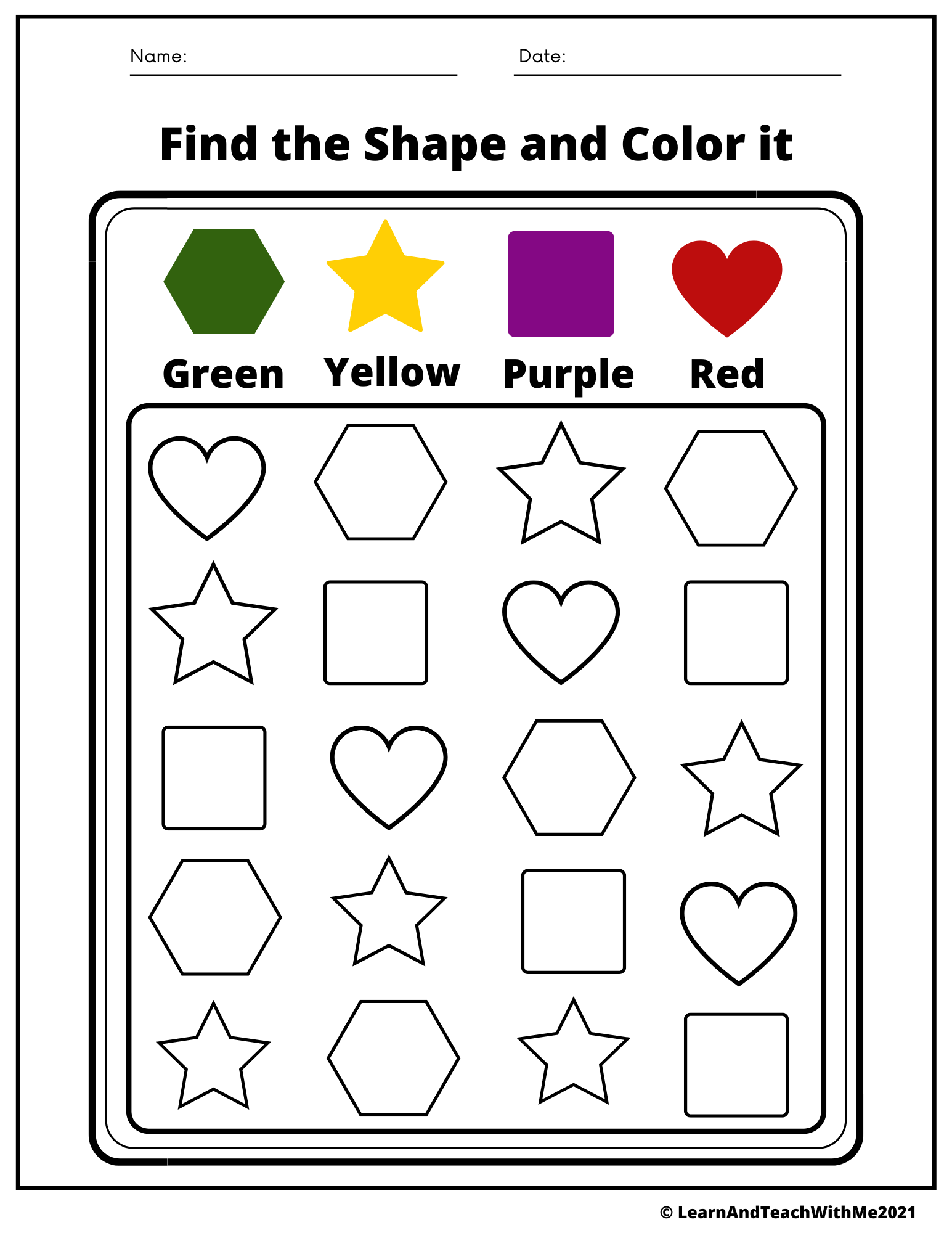 Color word worksheets and coloring pages made by teachers
