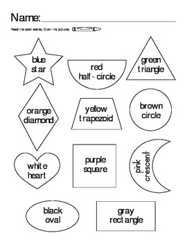 Color words shapes coloring page by christine begle tpt