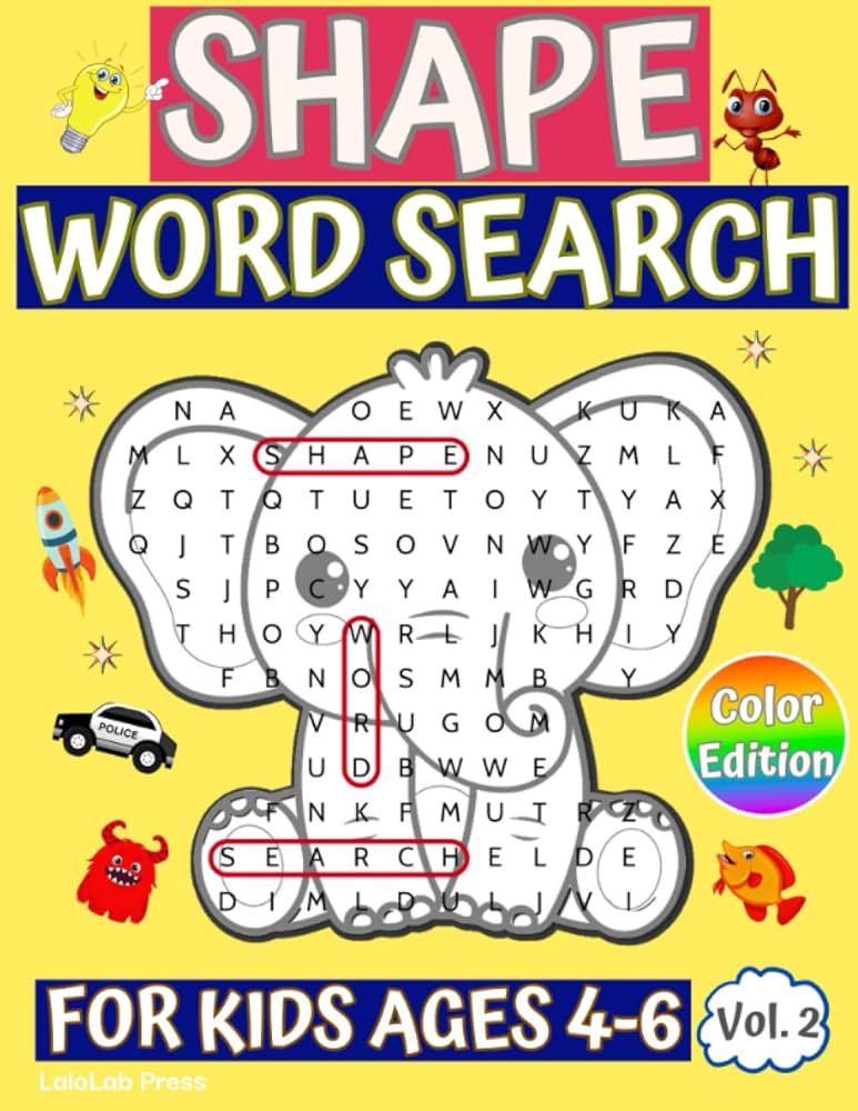 Shape word search for kids ages