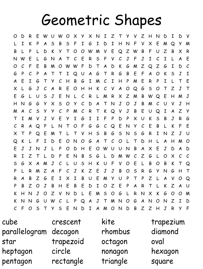 Geometric shapes word search