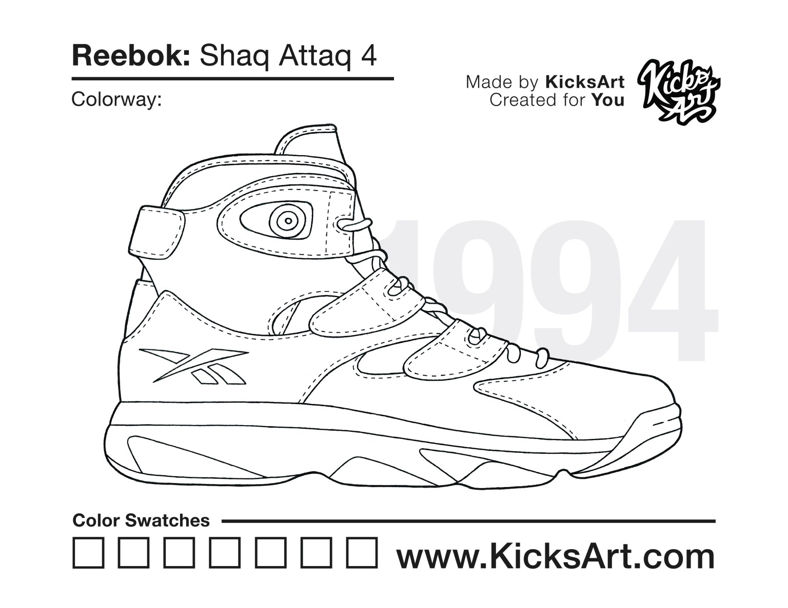 Reebok shaq attaq sneaker coloring pages