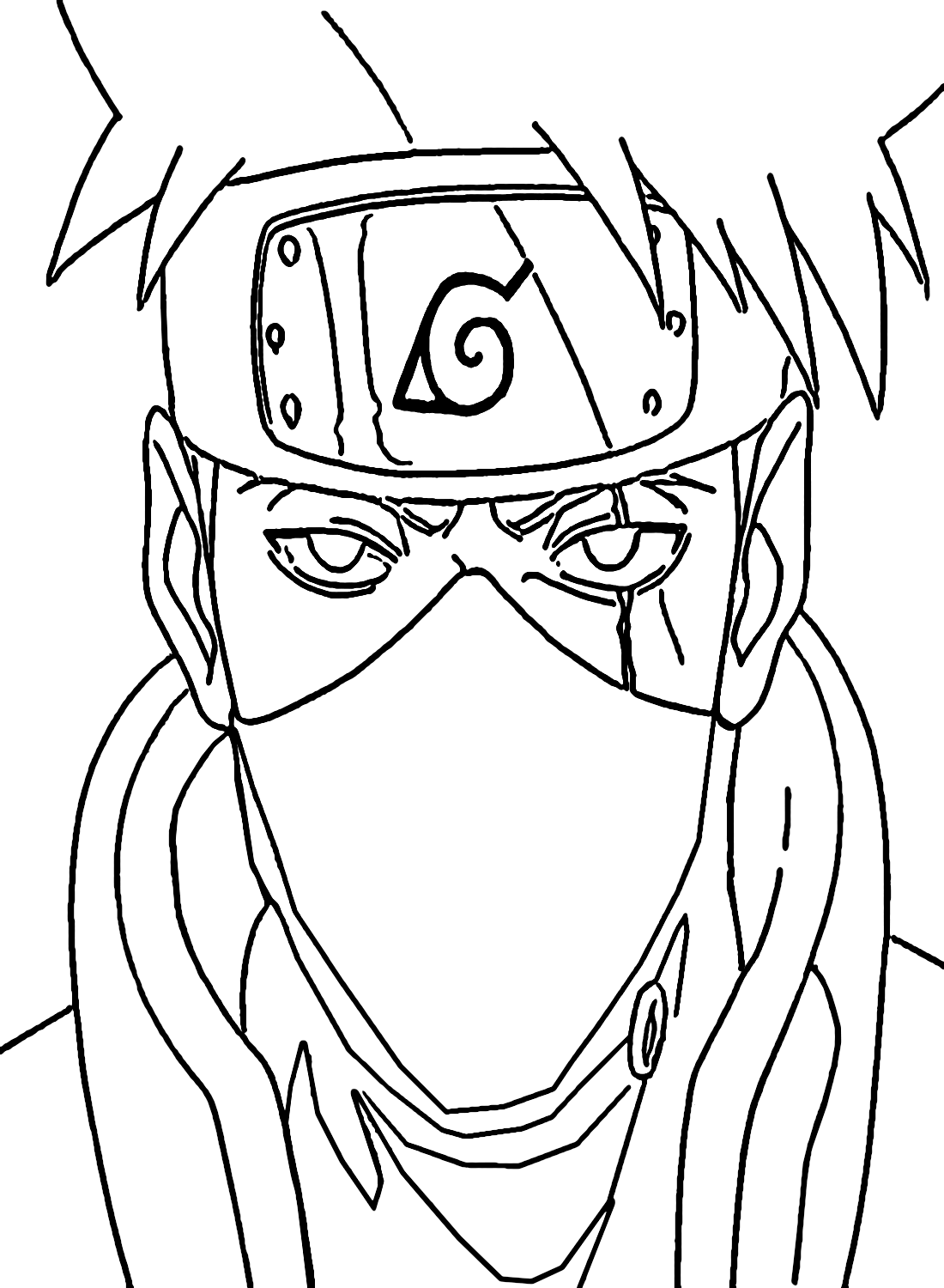 Kakashi with sharingan eye coloring page