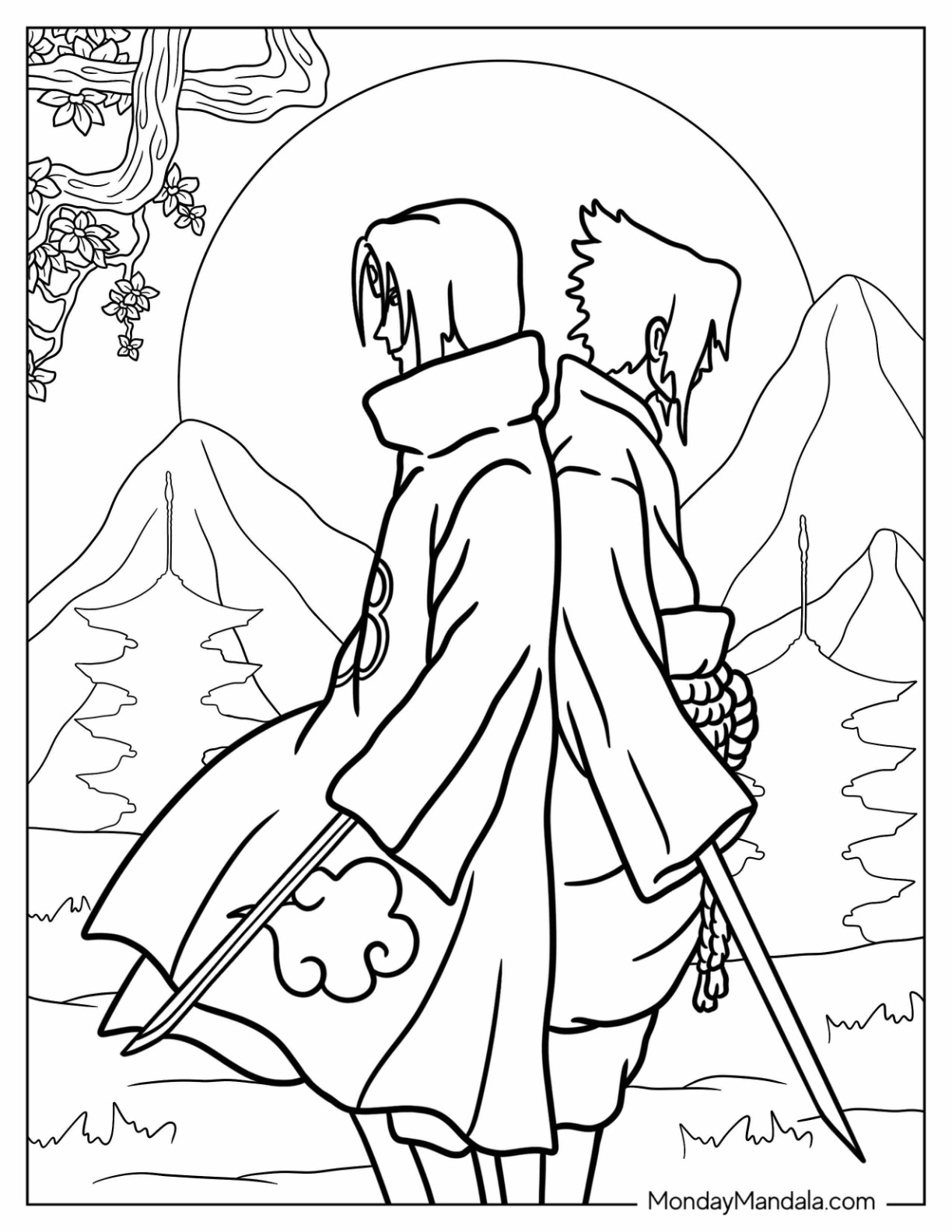 Itachi coloring pages free pdf printables