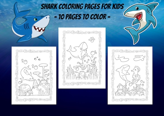 Shark coloring pages for kids boys and girls printable