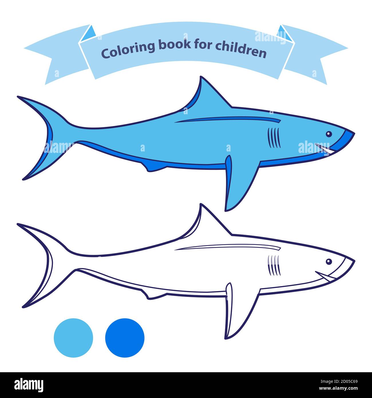 Shark isolated on white backgroundfish coloring book for children stock vector image art