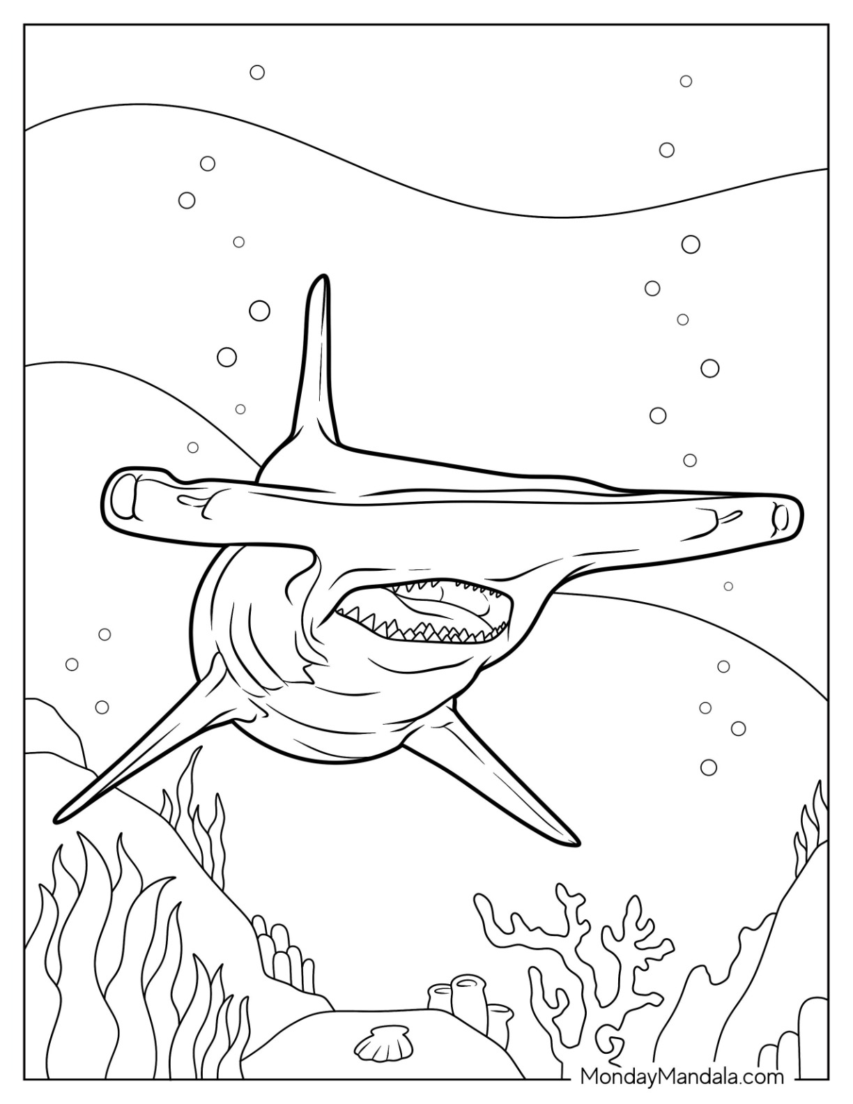 Shark coloring pages free pdf printables