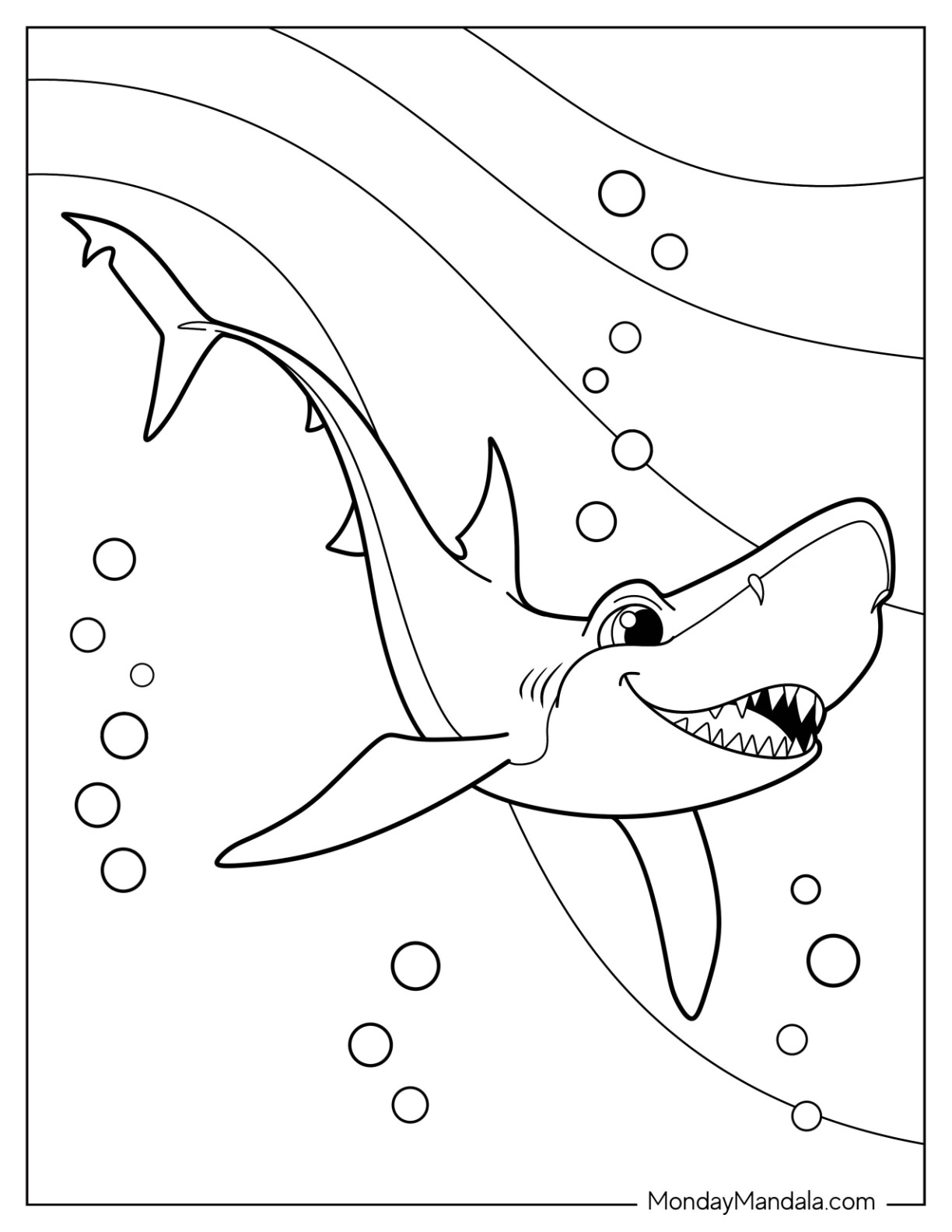 Shark coloring pages free pdf printables