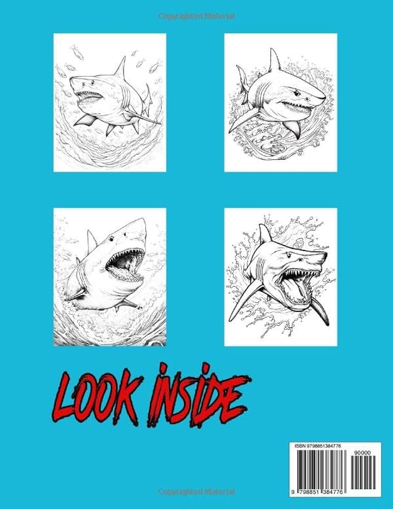 Shark coloring book shark coloring pages for teens and adults owl math books