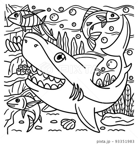 Great white shark coloring page for kids