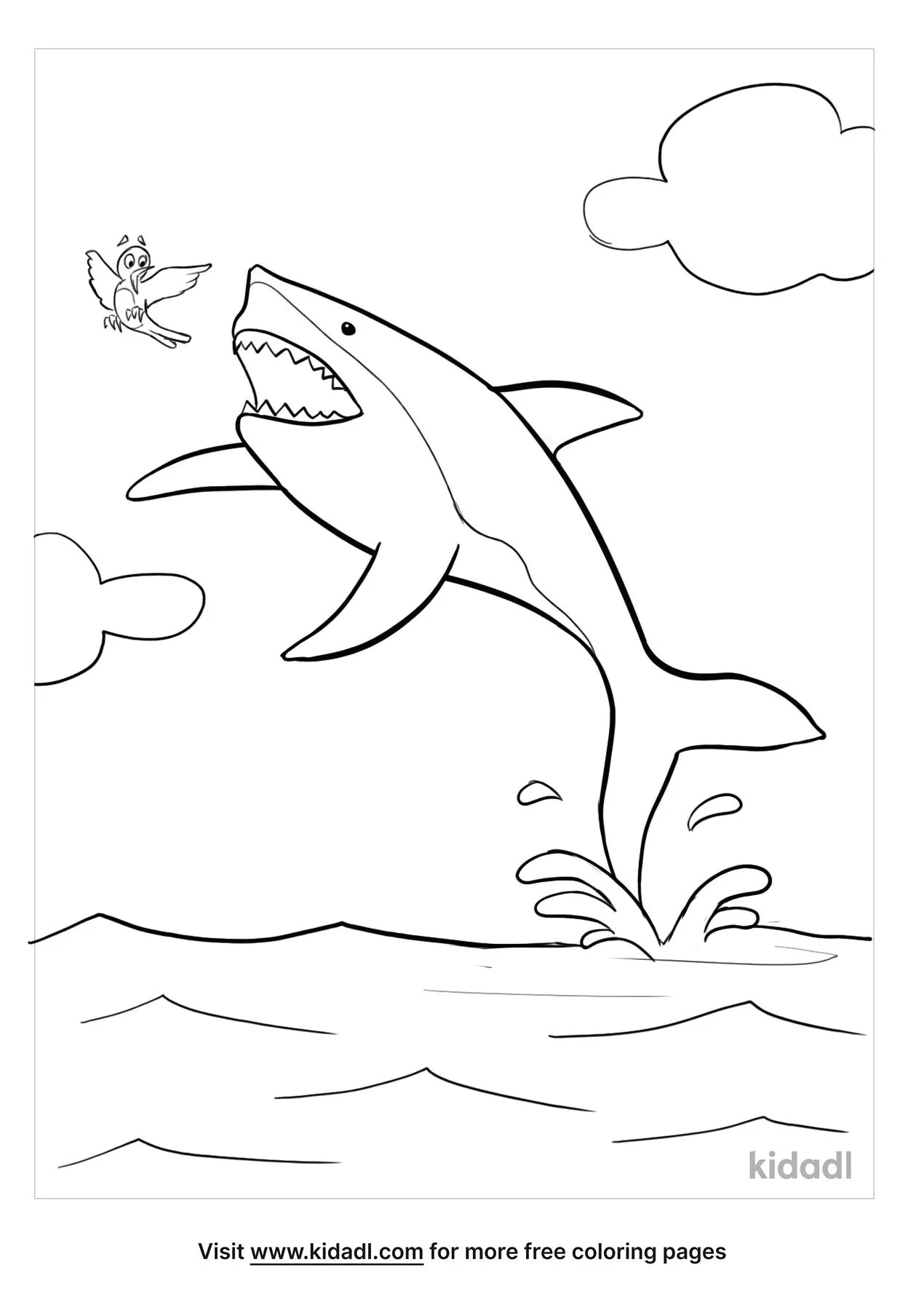 Free shark jumping out of water coloring page coloring page printables