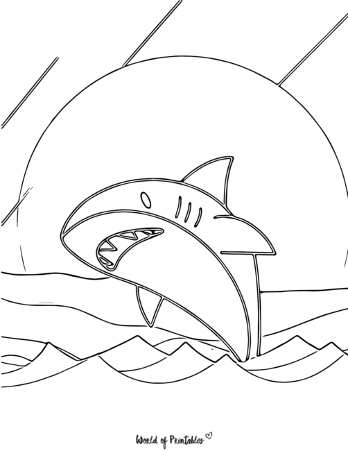 Shark coloring pages for kids adults