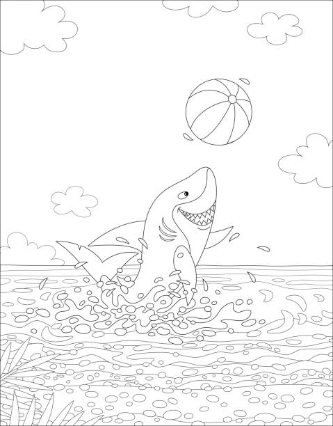 Shark jumping out of water stock illustrations royalty