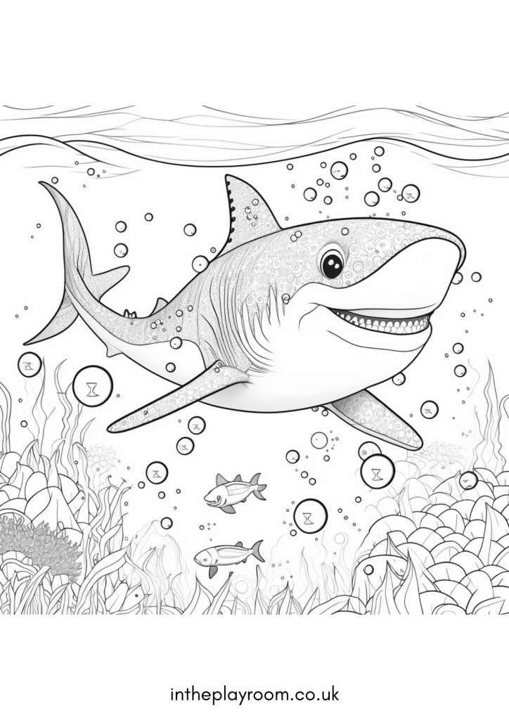 Free printable shark loring pages for kids