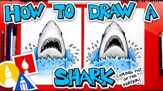 How to draw a shark coing out of the water jaws