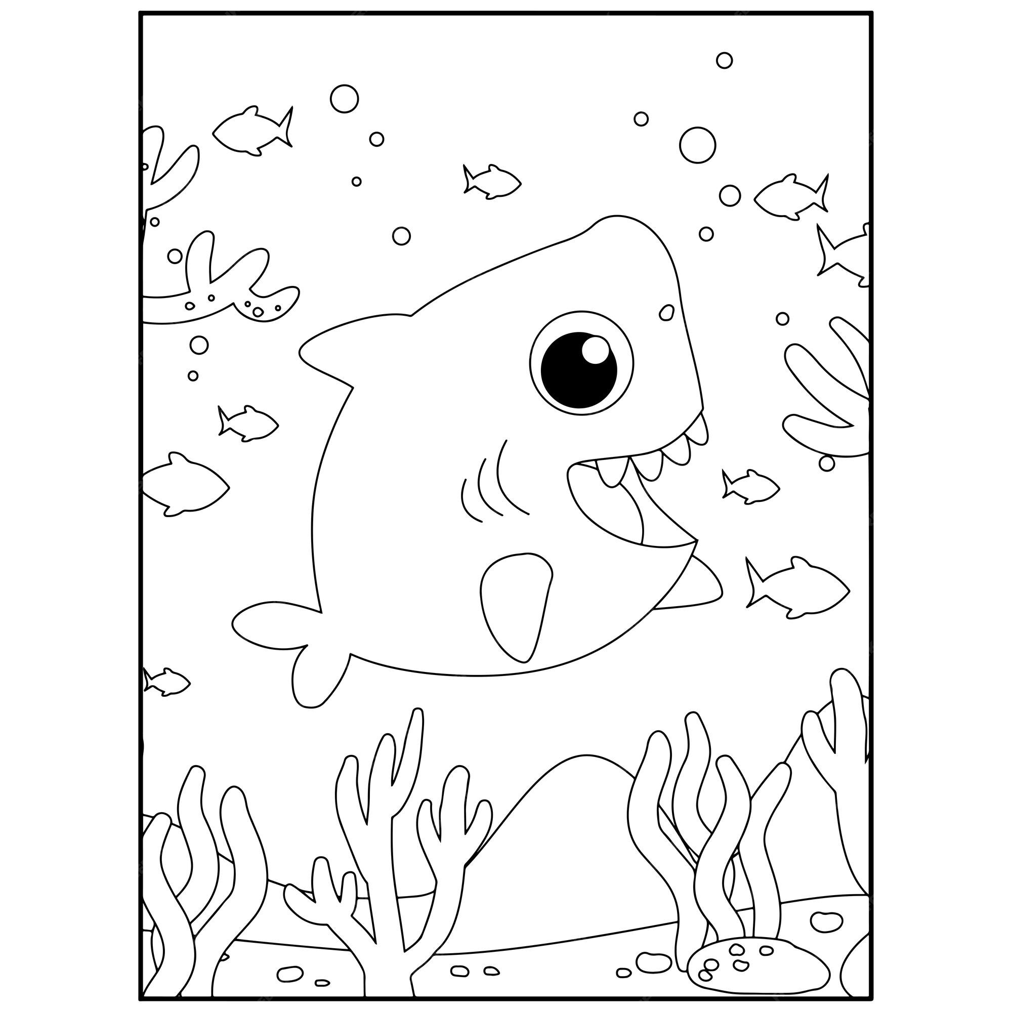 Premium vector printable shark coloring pages for kids premium vector