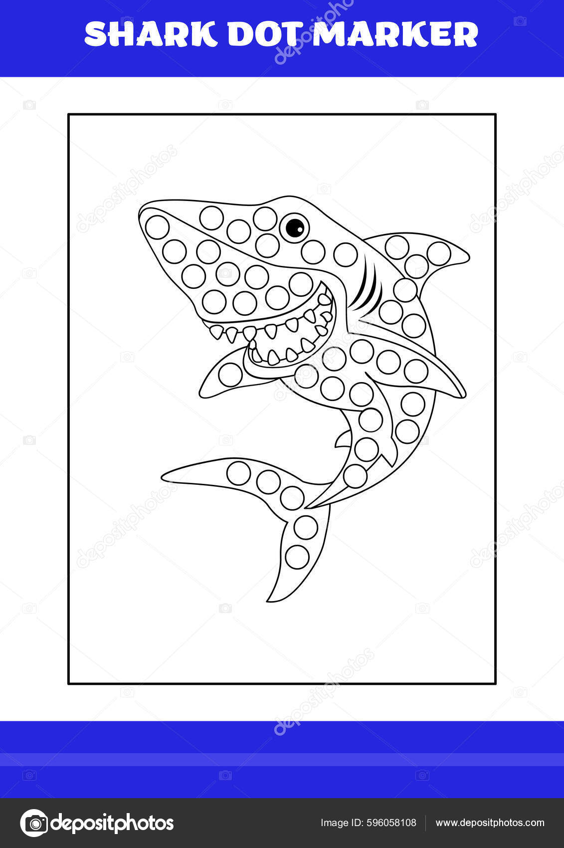 Shark dot marker page kids shark dot marker book relax stock vector by nipunkundu