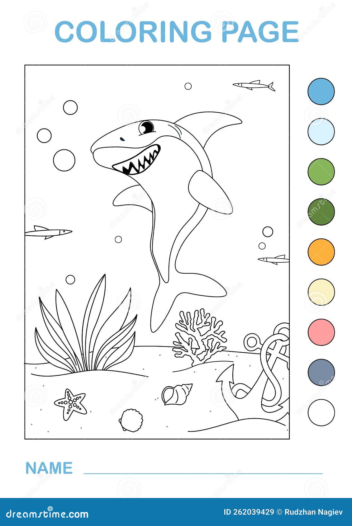 Shark coloring page stock vector illustration of page