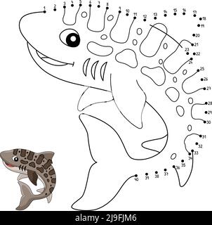 Leopard shark animal coloring page for kids stock vector image art