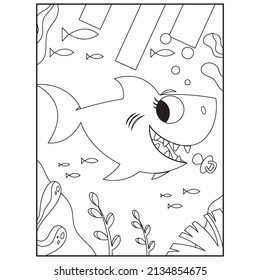 Shark coloring pages kids printable stock vector royalty free