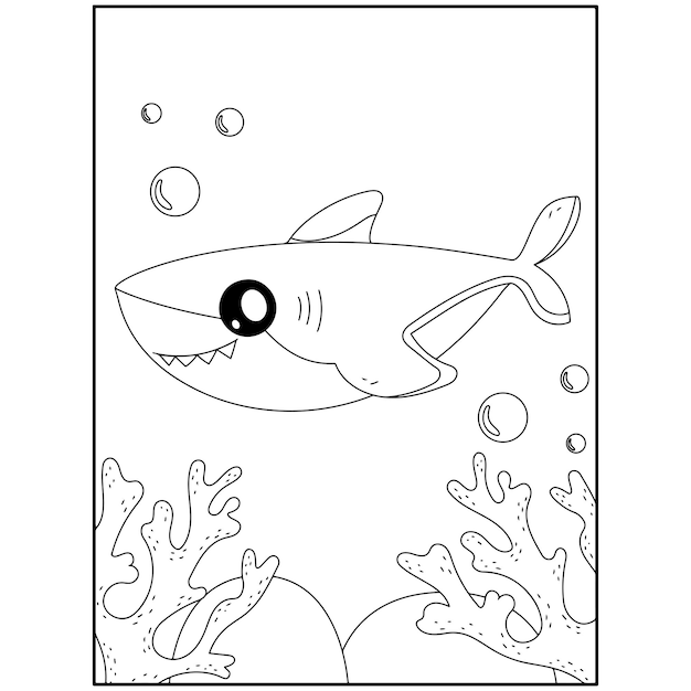 Premium vector printable shark coloring pages for kids premium vector