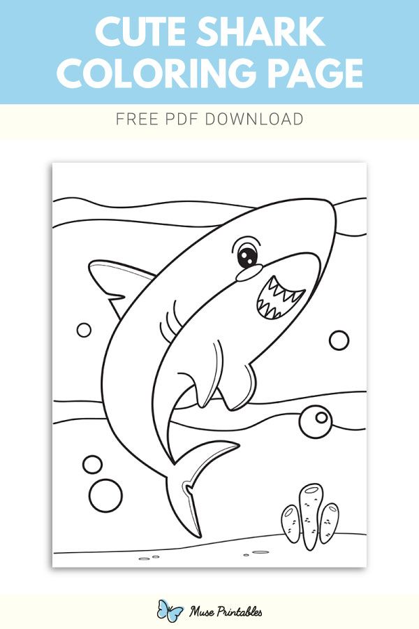 Free cute shark coloring page shark coloring pages coloring pages cute shark