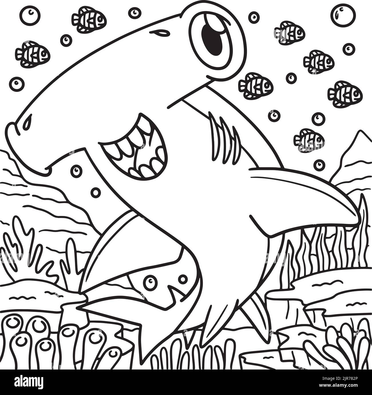 Coloring book or page for kids shark black and white vector illustration stock vector image art