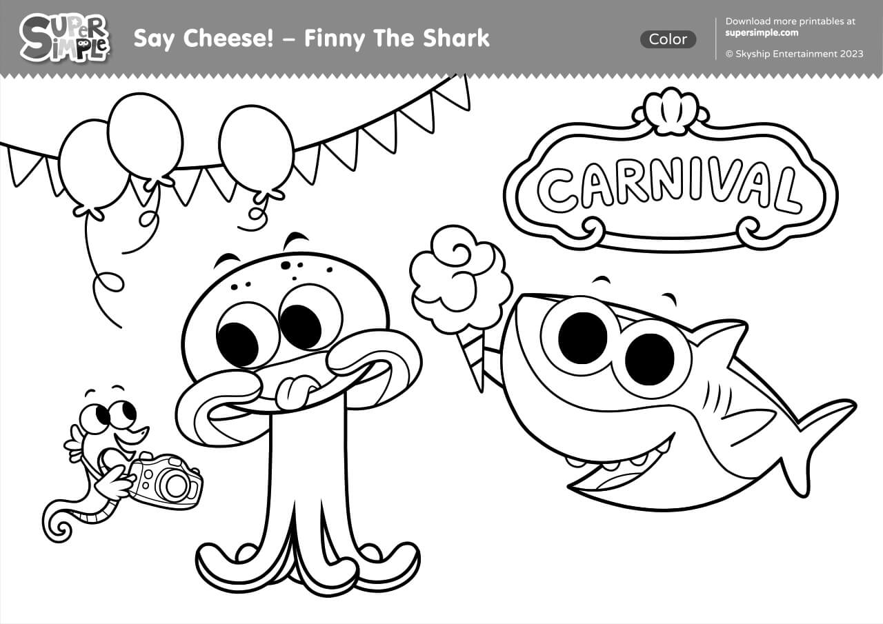 Say cheese coloring page