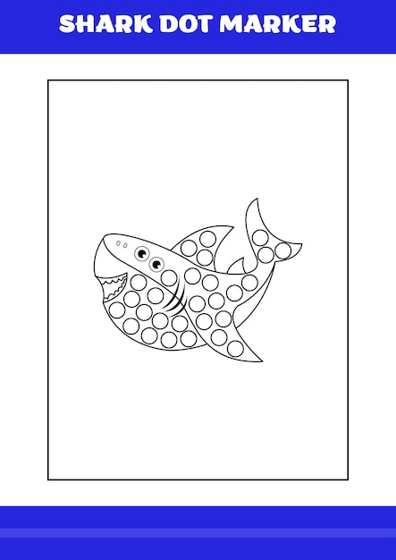 Premium vector shark dot marker page for kids shark dot marker book for relax and meditation