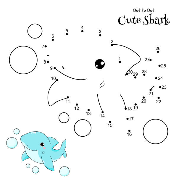 Dot to dot and coloring page fish stock illustrations royalty