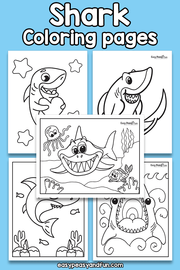 Shark coloring pages â easy peasy and fun hip