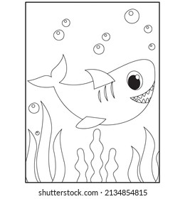 Shark coloring pages kids printable stock vector royalty free