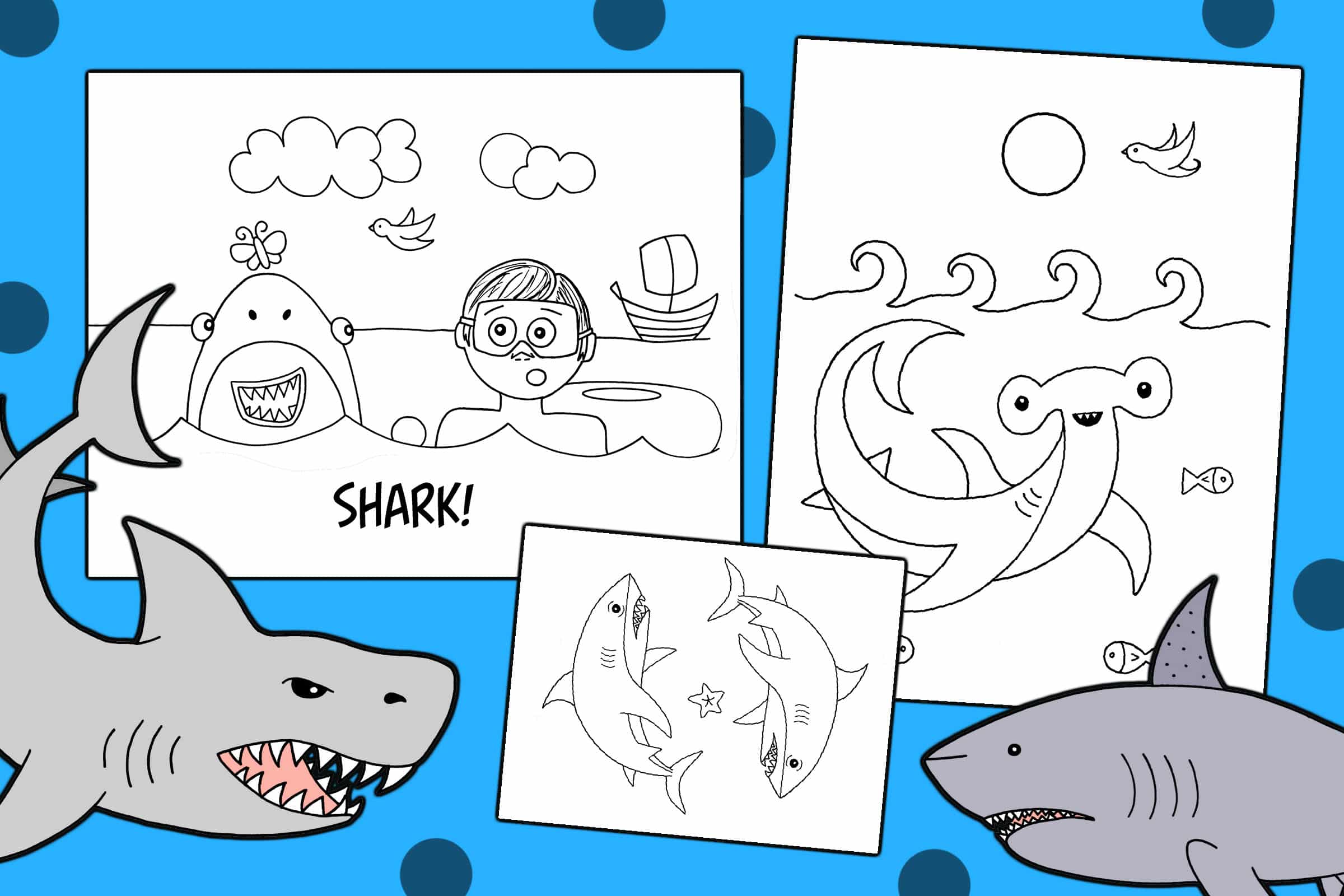 Free shark coloring pages for kids â the hollydog blog