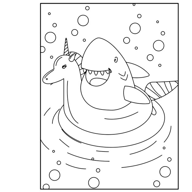 Premium vector printable shark coloring pages for kids premium vector