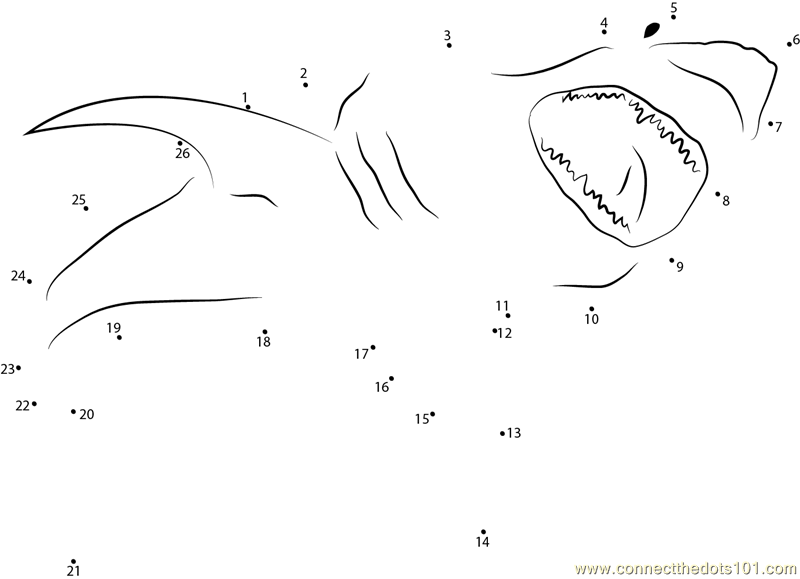 Angry shark dot to dot printable worksheet