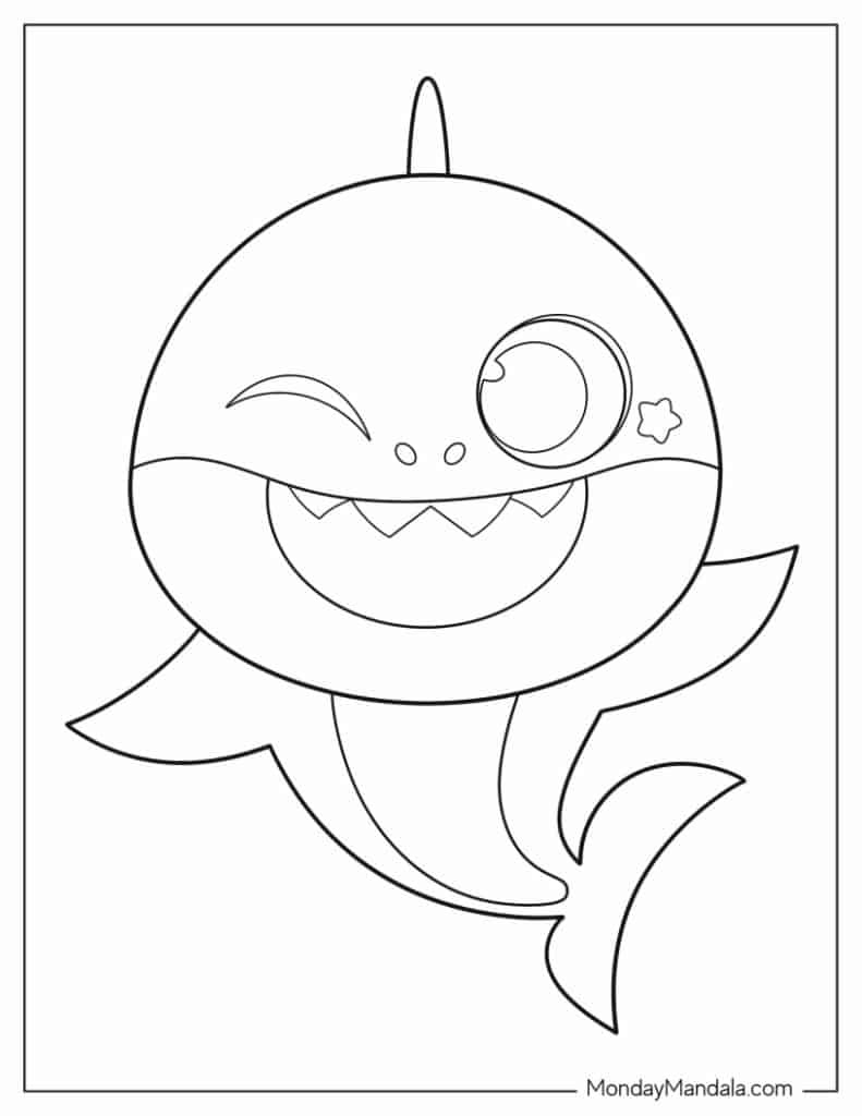 Baby shark coloring pages free pdf printables