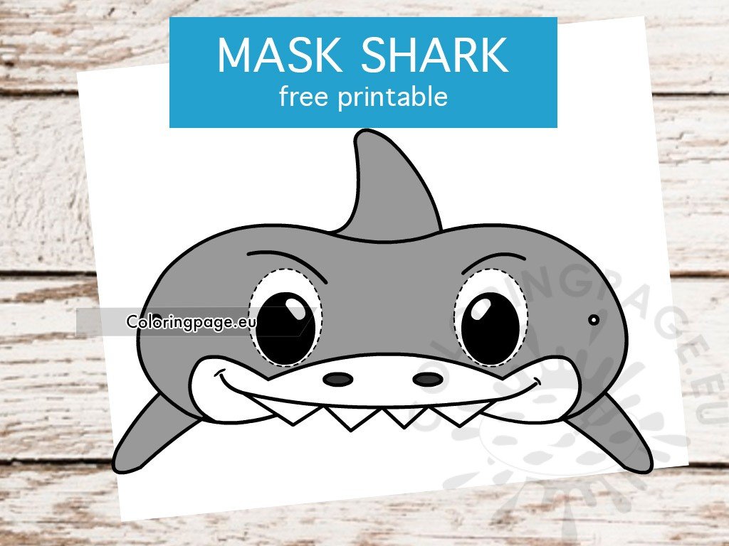 Paper mask shark coloring page