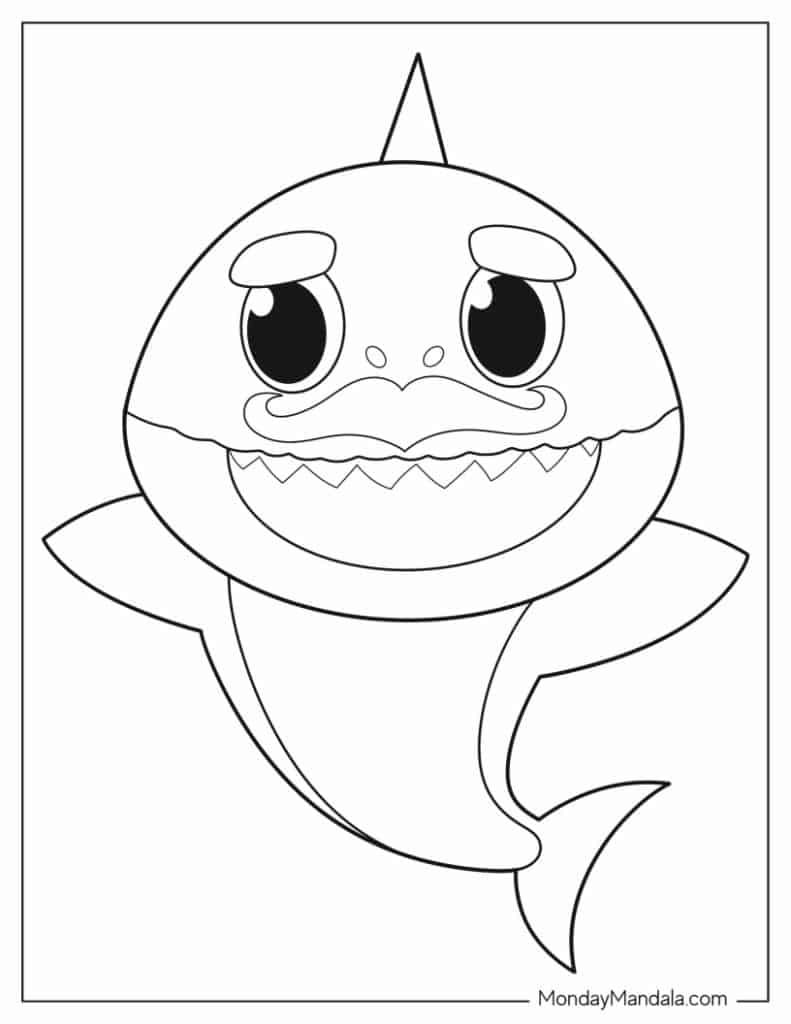 Baby shark coloring pages free pdf printables