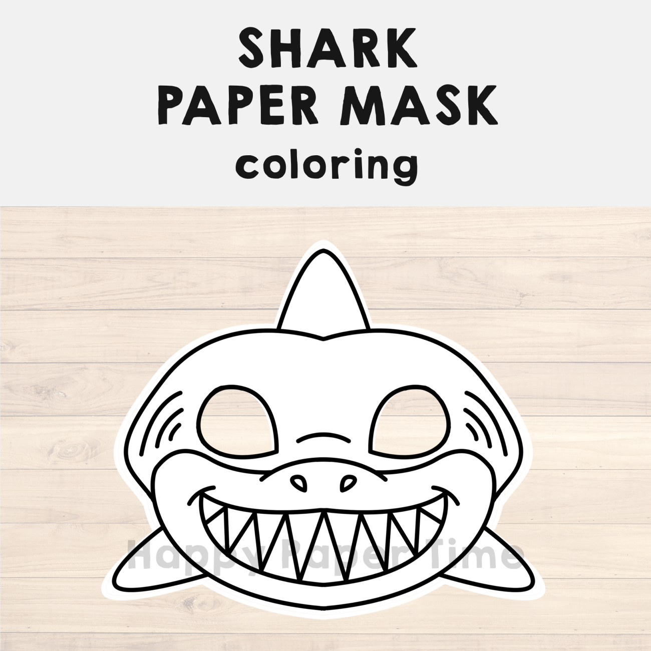 Shark paper mask printable ocean sea animal coloring craft activity costume made by teachers